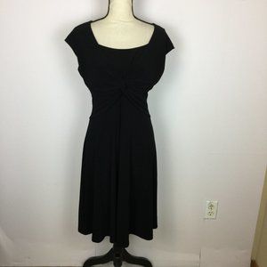 Jones New York A-line Dress Size 10 Womans Black Knit Cap Sleeve Twist Waist